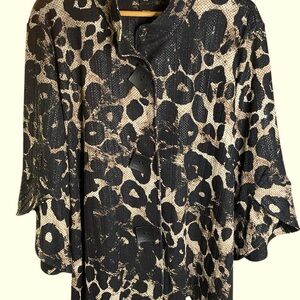 Ali Miles Black and Brown Textured Jacket top 2X